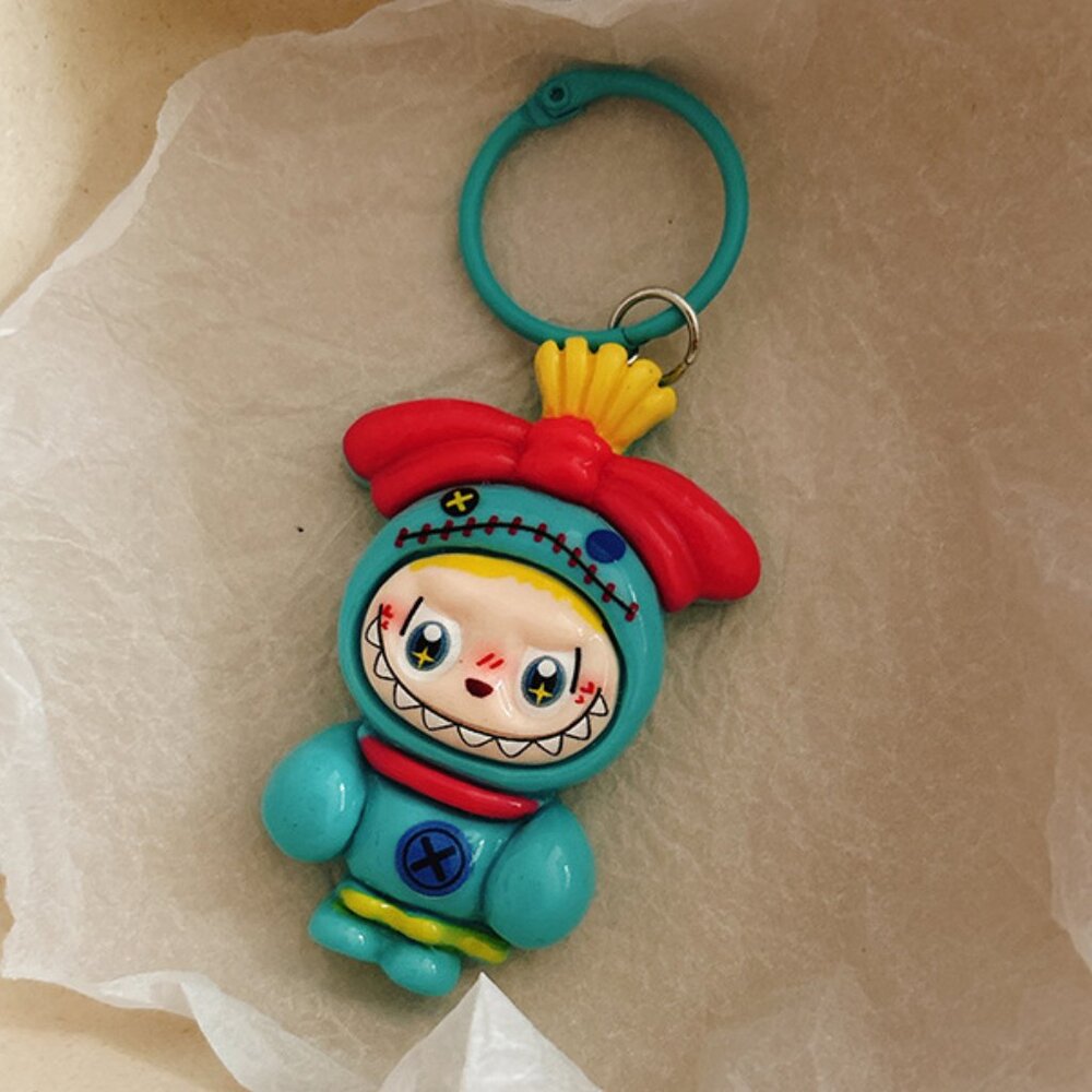 New Popular Hot! mini sky blue Mocha bunny Labubu Baby keychain dangeler figure